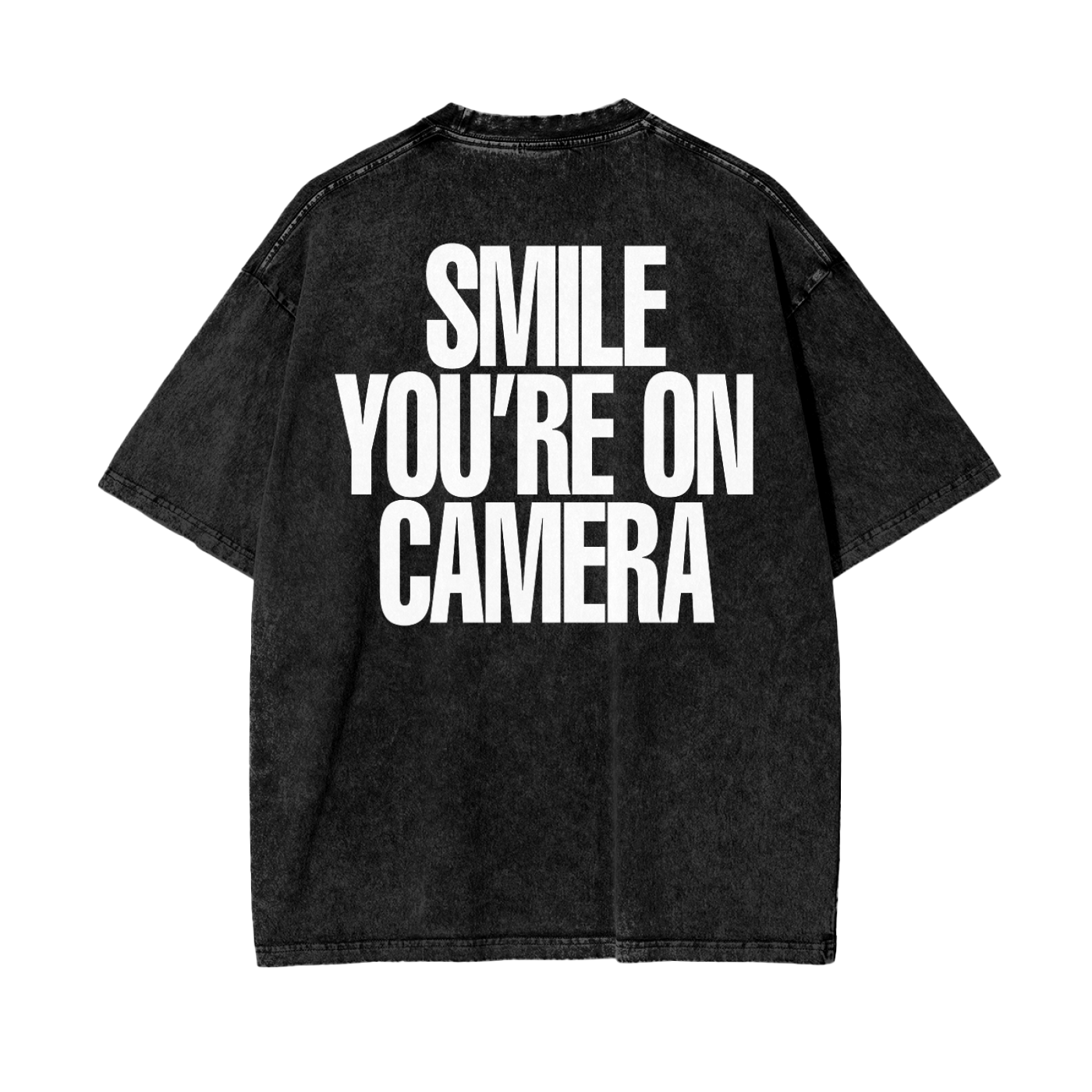 SMILE YOU'RE ON CAMERA BOLD BLACK SHIRT