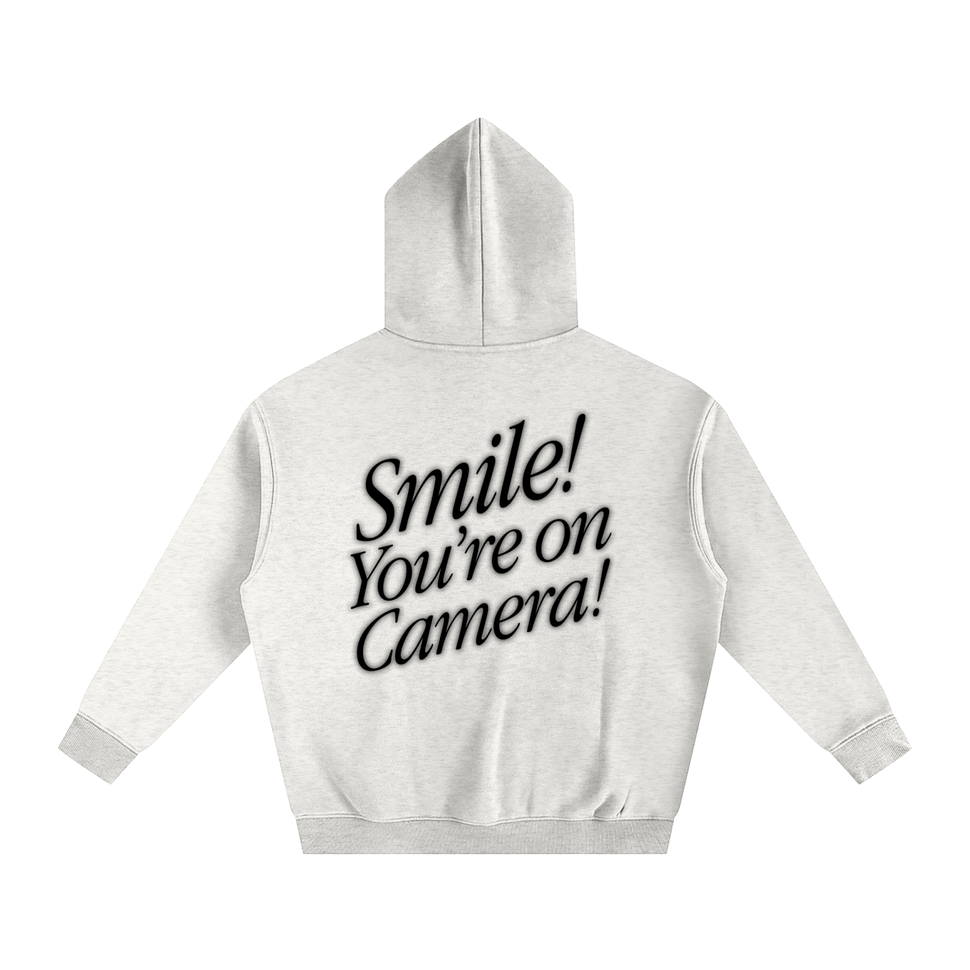 SMILE YOU'RE ON CAMERA SLANT OAT GREY HOODIE