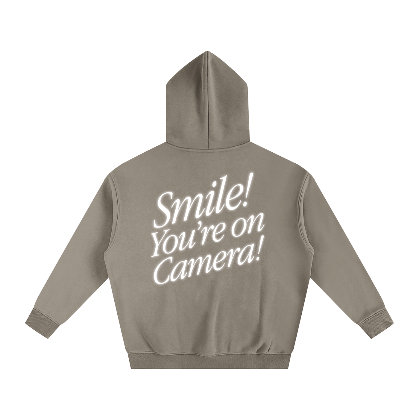 SMILE YOU'RE ON CAMERA SLANT BROWN HOODIE